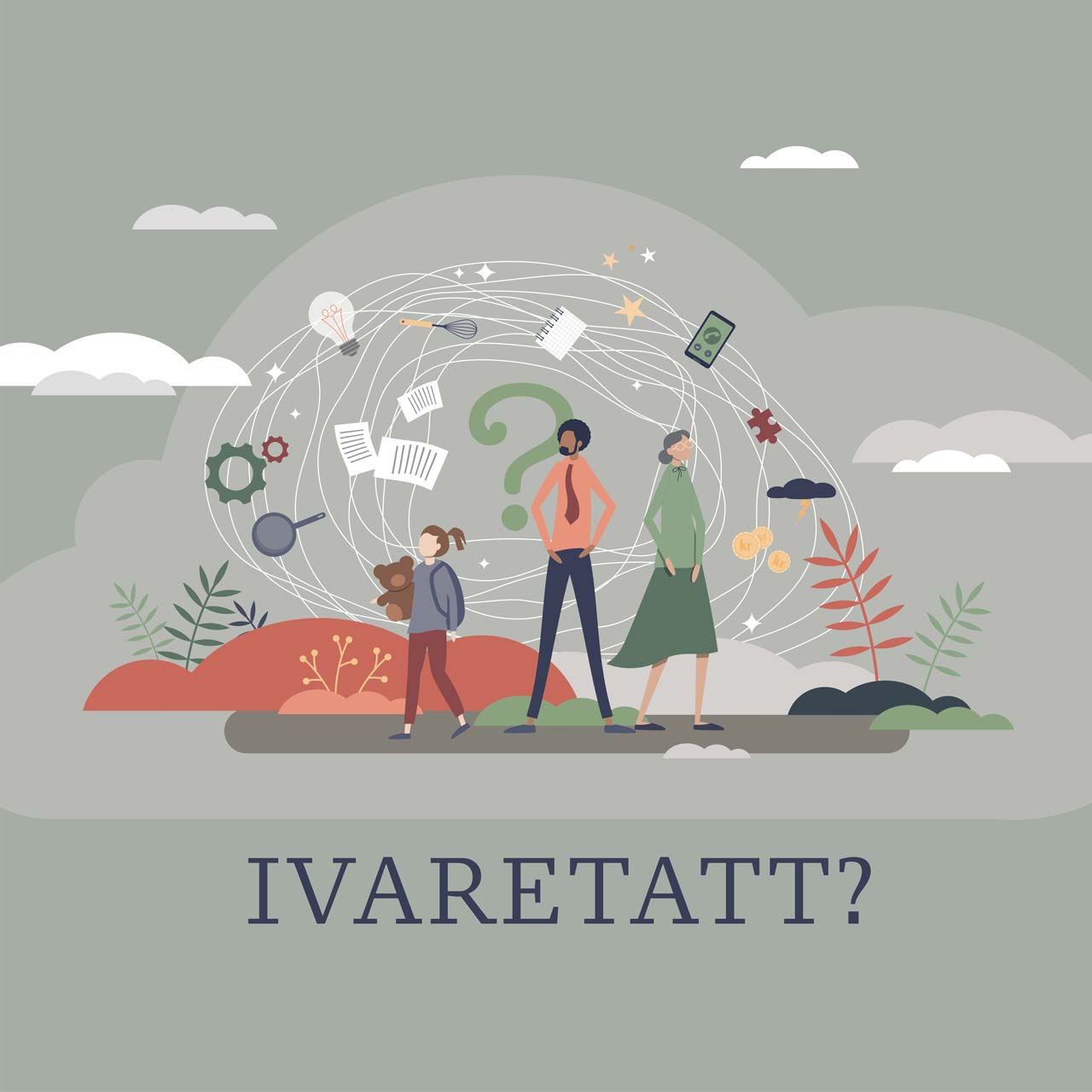 Plakatbilde for pårørendeundersøkelsen "Ivaretatt". Grafikk.